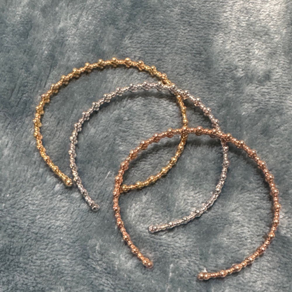 Elegant Gold, Silver and Rose Beaded Trio Bracelets